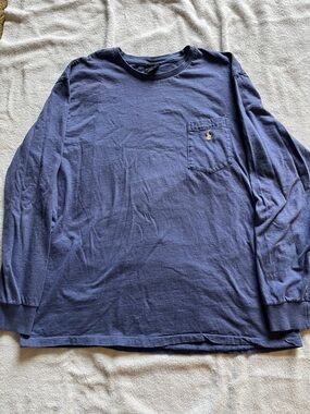 Ralph Lauren Medium Blue Long-Sleeve Pocket Tee with Embroidered Pony L